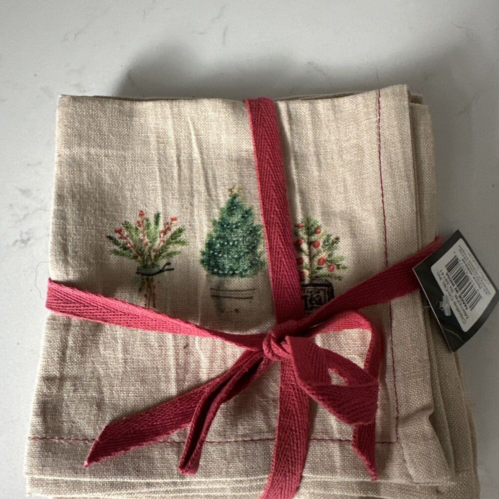 Set of 4 Christmas Dinner Napkins 12" Cotton Holiday Napkins